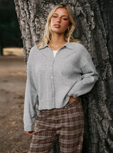 Nadyna Collared Cardigan Grey Marle