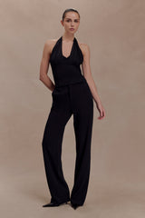 Cressida Crepe Halter Top - Black