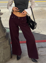 Big News Mid Rise Wide Leg Jeans Currant