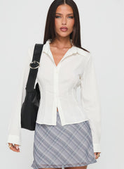 Compromise Long Sleeve Button Up Top White