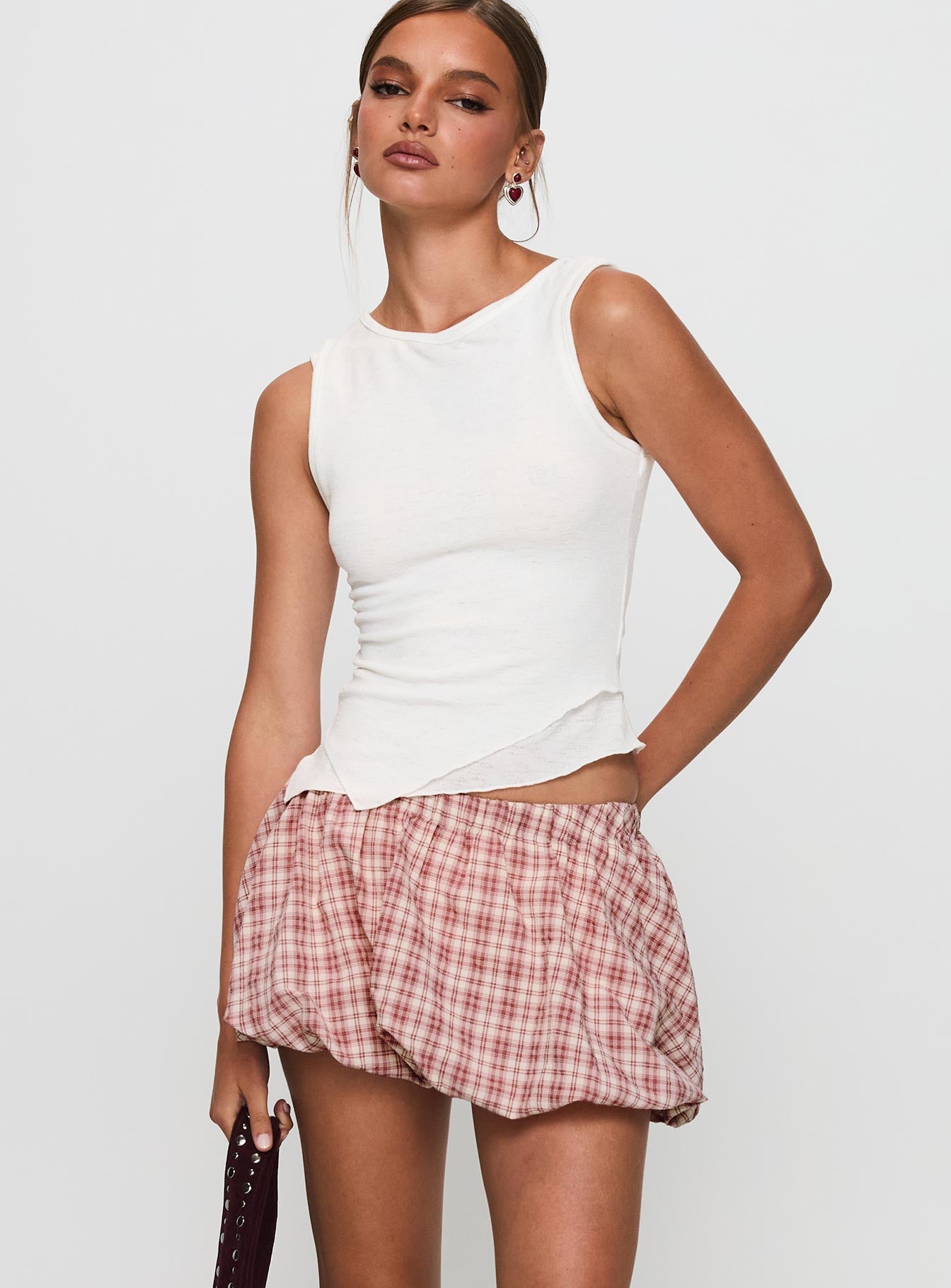 Cydnee Bubble Hem Mini Skort Red Multi