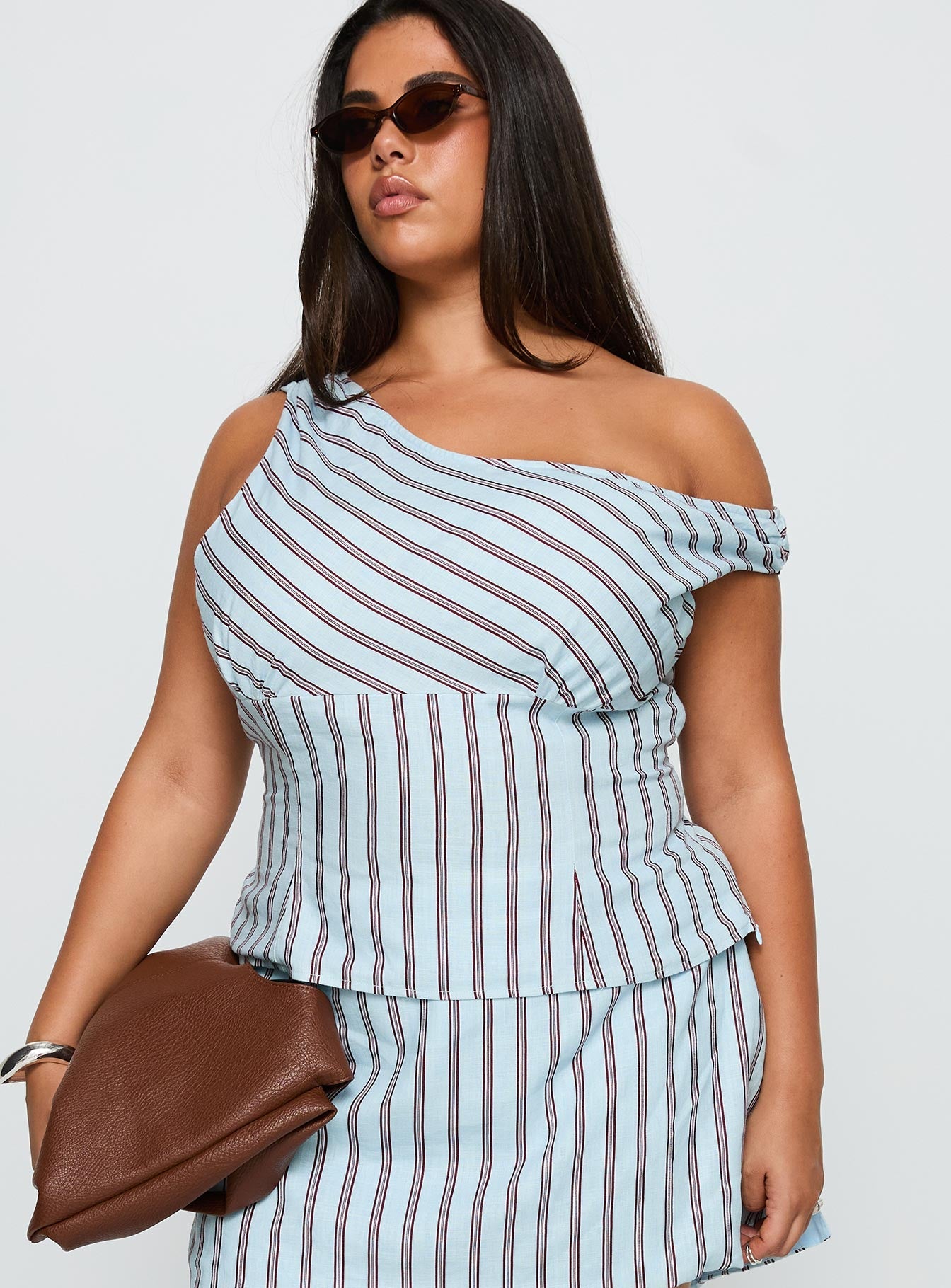 Gulliver Tie Side Mini Skort Blue / Maroon Stripe Curve