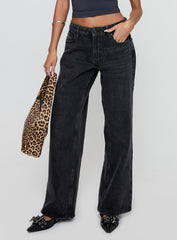 Serenitia Mid Rise Straight Leg Jeans Washed Black Petite