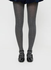 Flashback Ribbed Stockings Grey