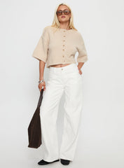 Verina Short Sleeve Knit Cardigan Oat