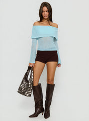 Chanice Off Shoulder Long Sleeve Top Blue