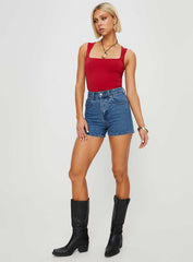 Tropicana Denim Shorts Mid Wash