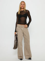Perfect Mirage Sheer Long Sleeve Top Black
