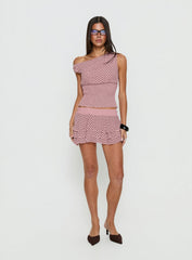 Ready To Party Off Shoulder Top Pink / Black Polka