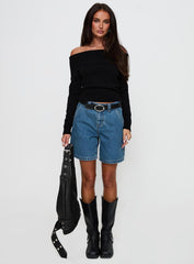 One For Me Off The Shoulder Long Sleeve Sweater Black