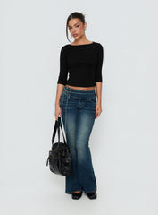 Runa Low Rise Tie Side Jeans Mid Blue Wash