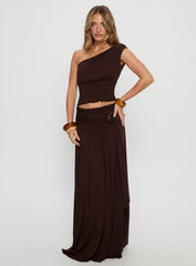 Full Orbit One Shoulder Top Chocolate