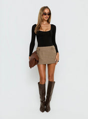 Meralyn Mini Skirt Brown Plaid