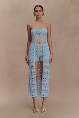 Aeline Crochet Knit Shorts - Sky Blue