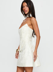Pearla Strapless Scarf Mini Dress Ivory