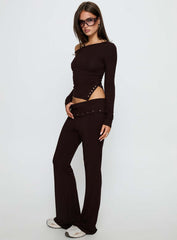 Wynna Eyelet Foldover Pants Chocolate