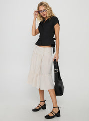 Cascades Low Rise Midi Skirt Beige / White Stripe