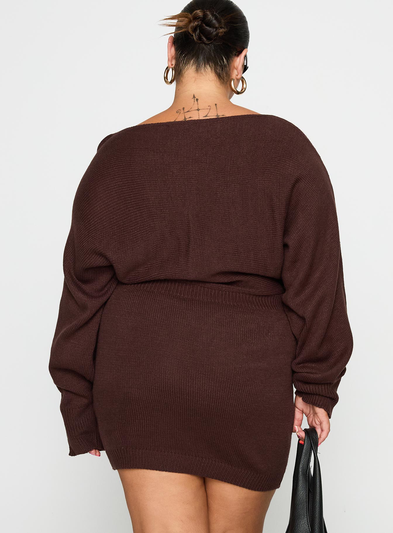 Bellamie Long Sleeve Mini Dress Chocolate Curve