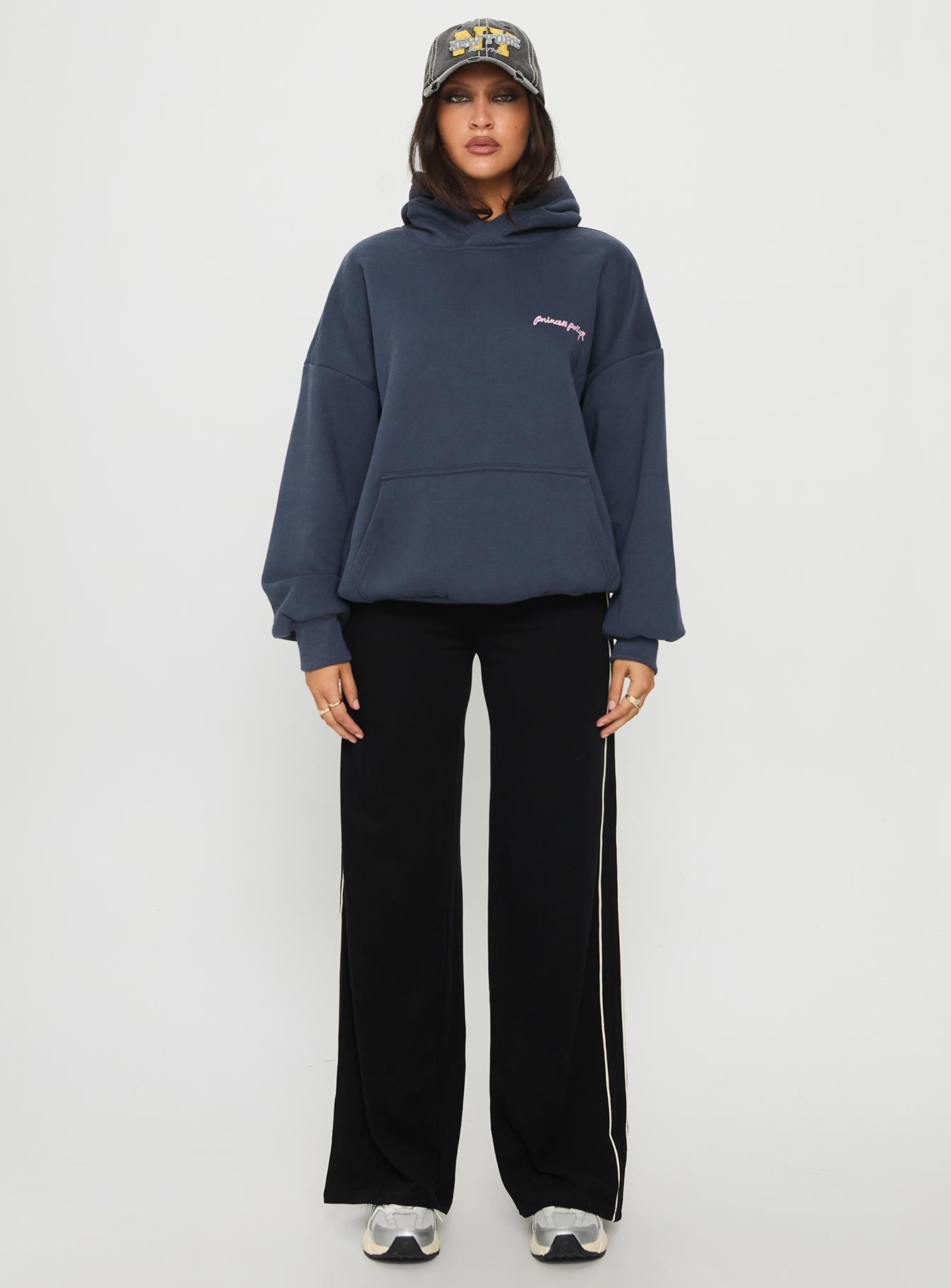 Princess Polly Love Letter Graphic Hoodie Slate Grey