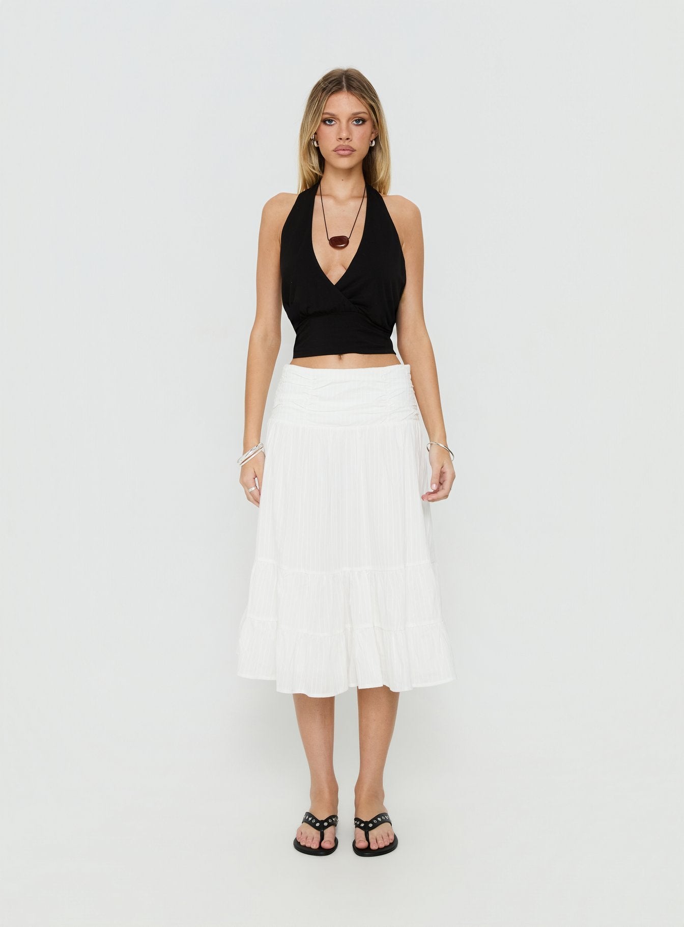 Silver Springs Midi Skirt White