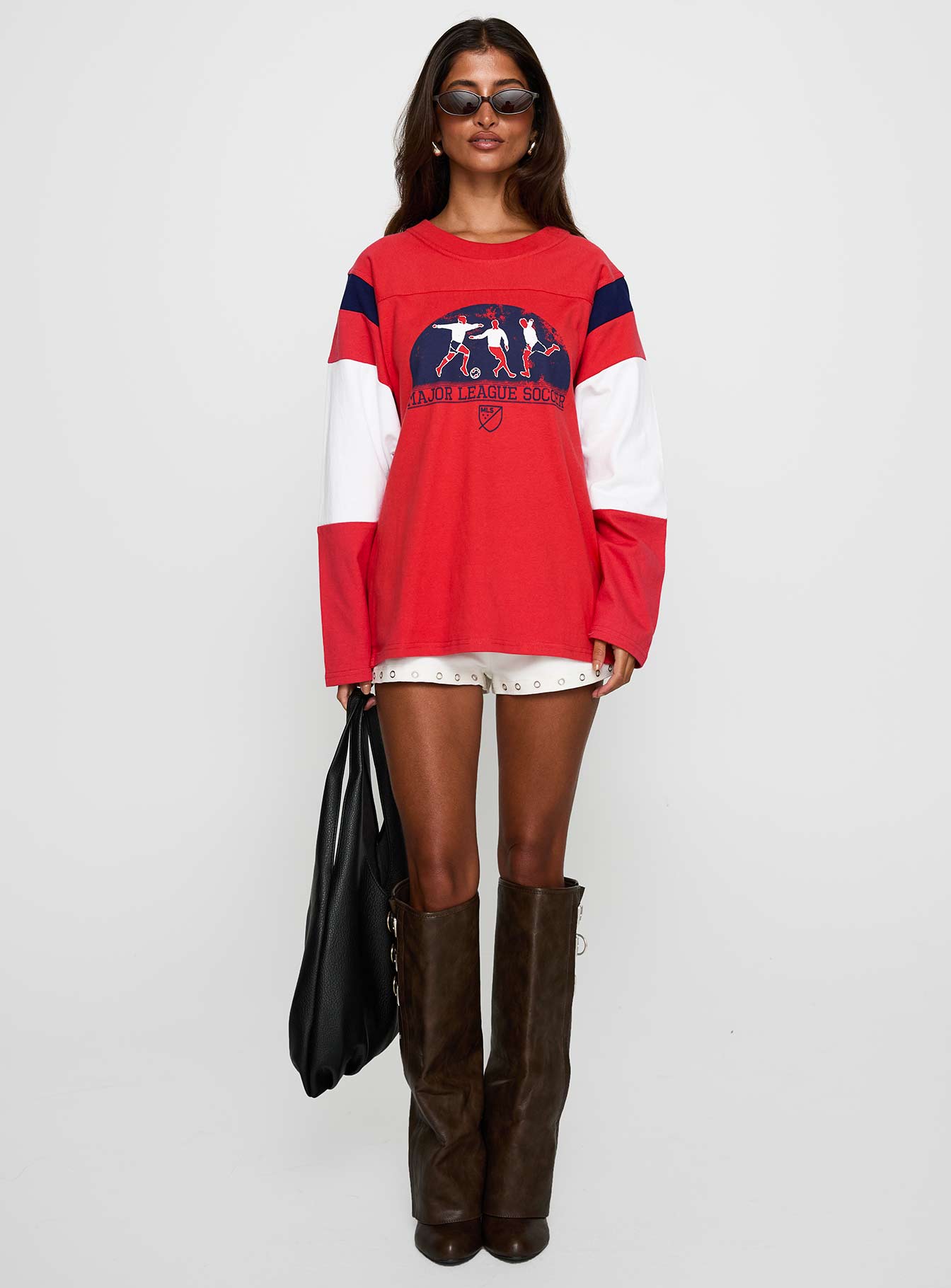 MLS 96 Retro Oversized Long Sleeve Top Red